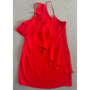 Amanda Uprichard A By Amanda Dress Red Cascading Ruffle‎ Spaghetti